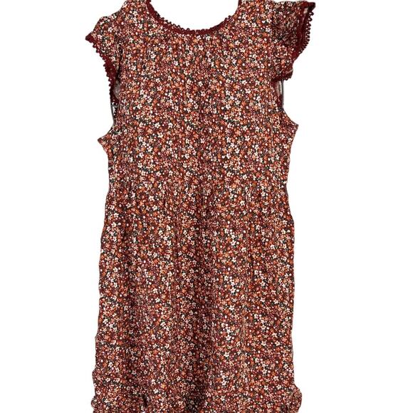 Wild Fable Women's Brown Floral Flutter Short Sleeve Trapeze Dress - Med - NWT - Picture 4 of 10